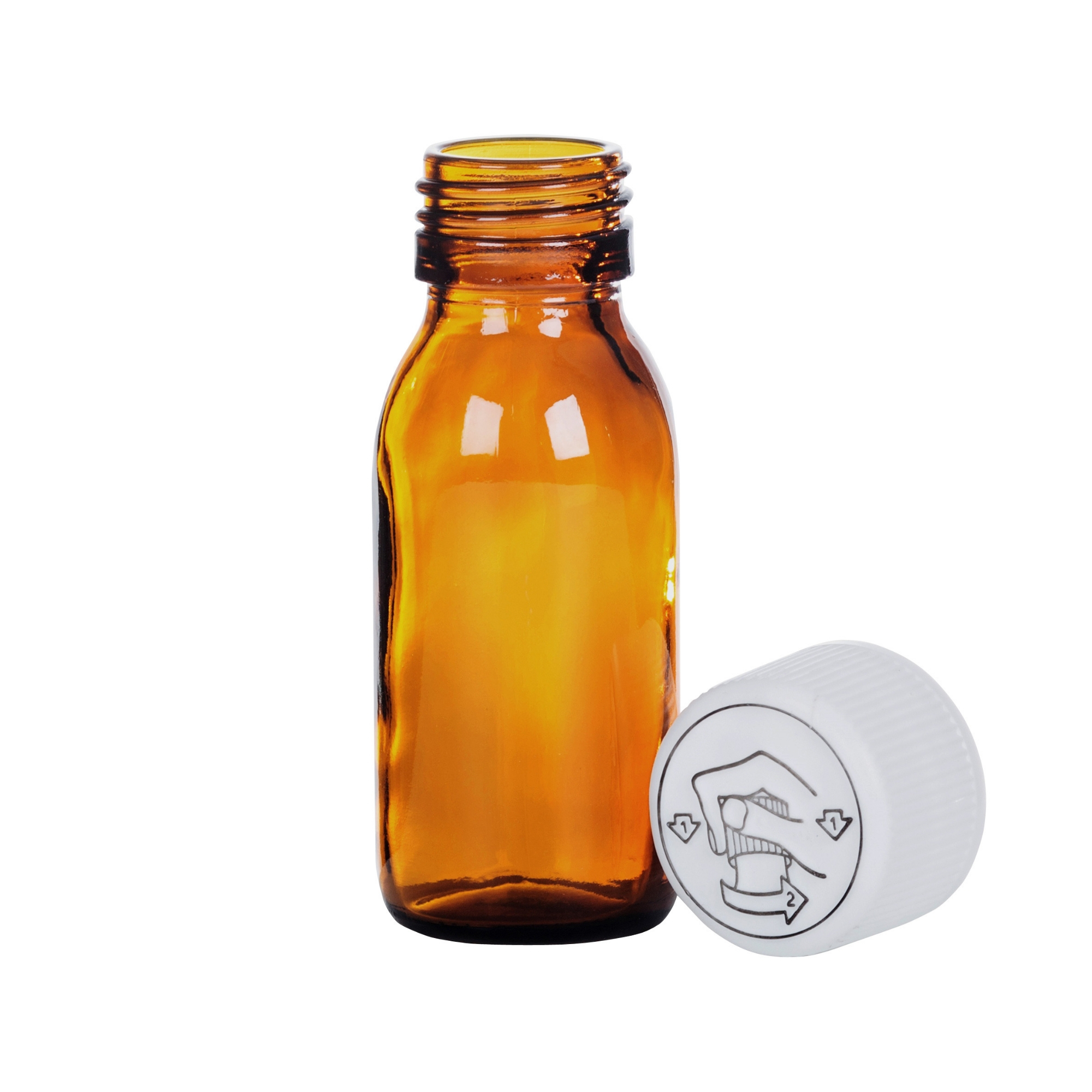MedoPac Amber Glass Ready-Capped Bottles - 60ml