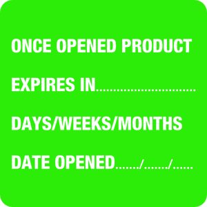 Status Once Opened Product Expires in.. Labels - 36 x 36mm