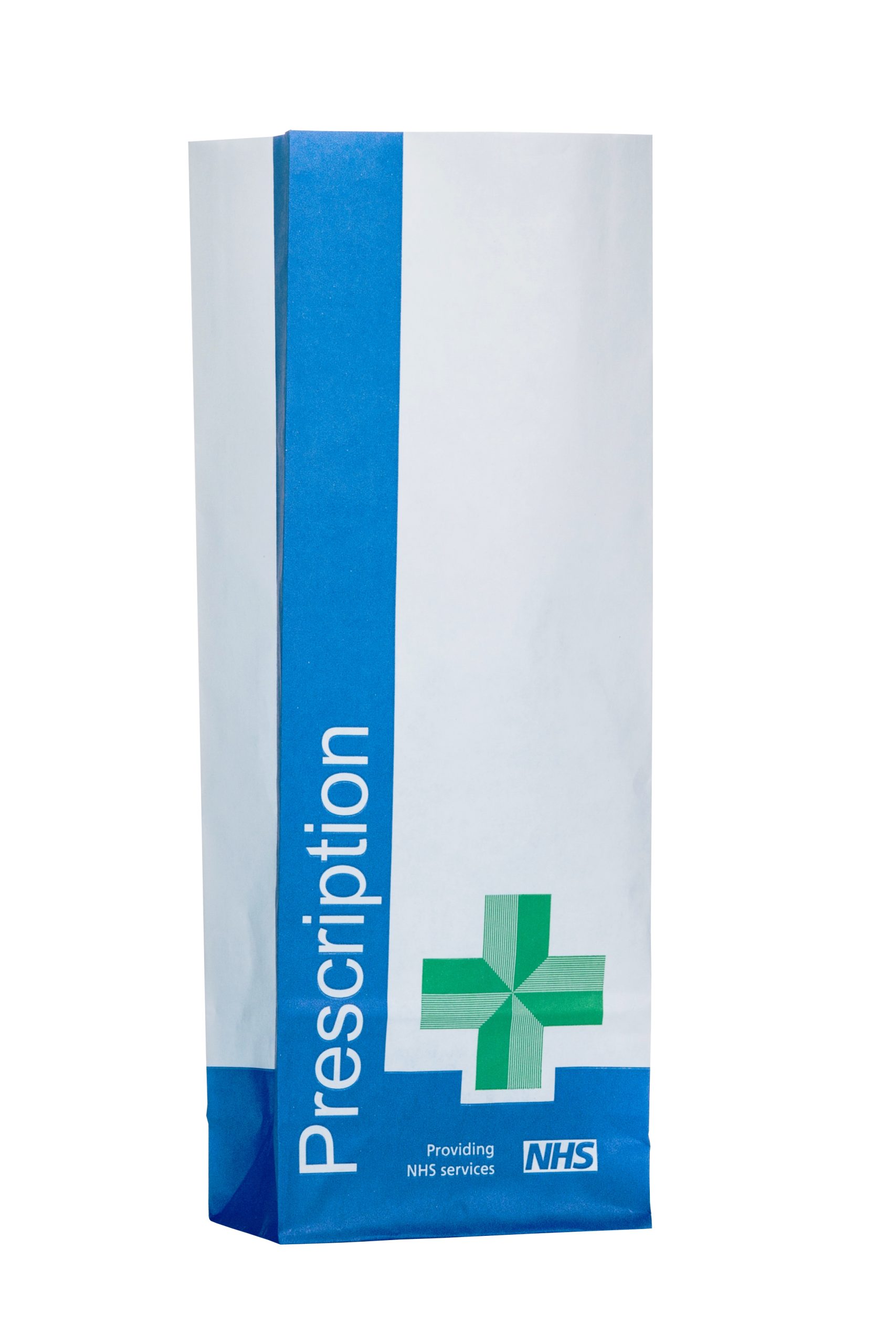 ProPac NHS Paper Prescription Bags BLUE - (h)220 x (w)75 x (g)50mm