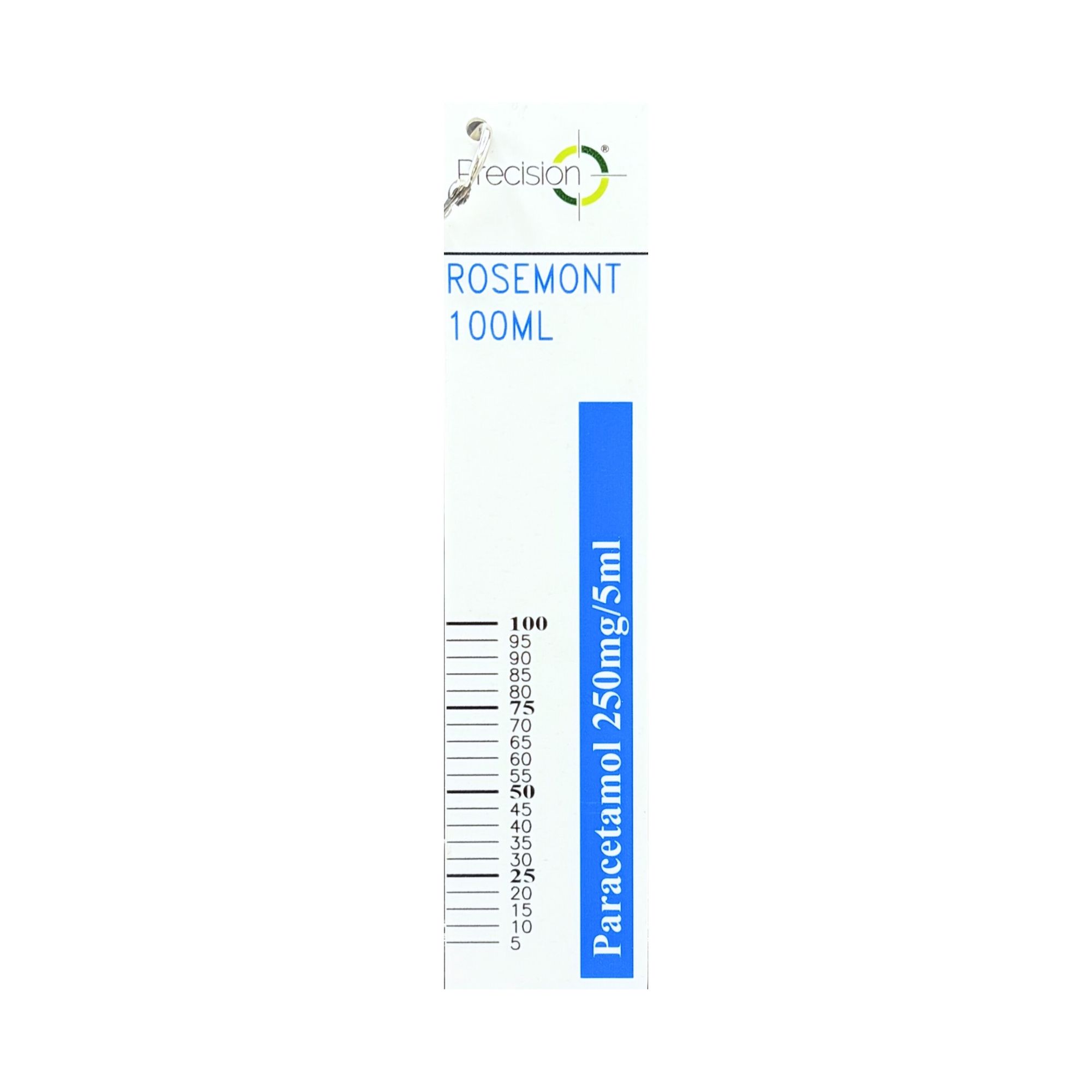 Precision Paracetamol Measuring Rulers 100ML Rosemont 250mg/5ml