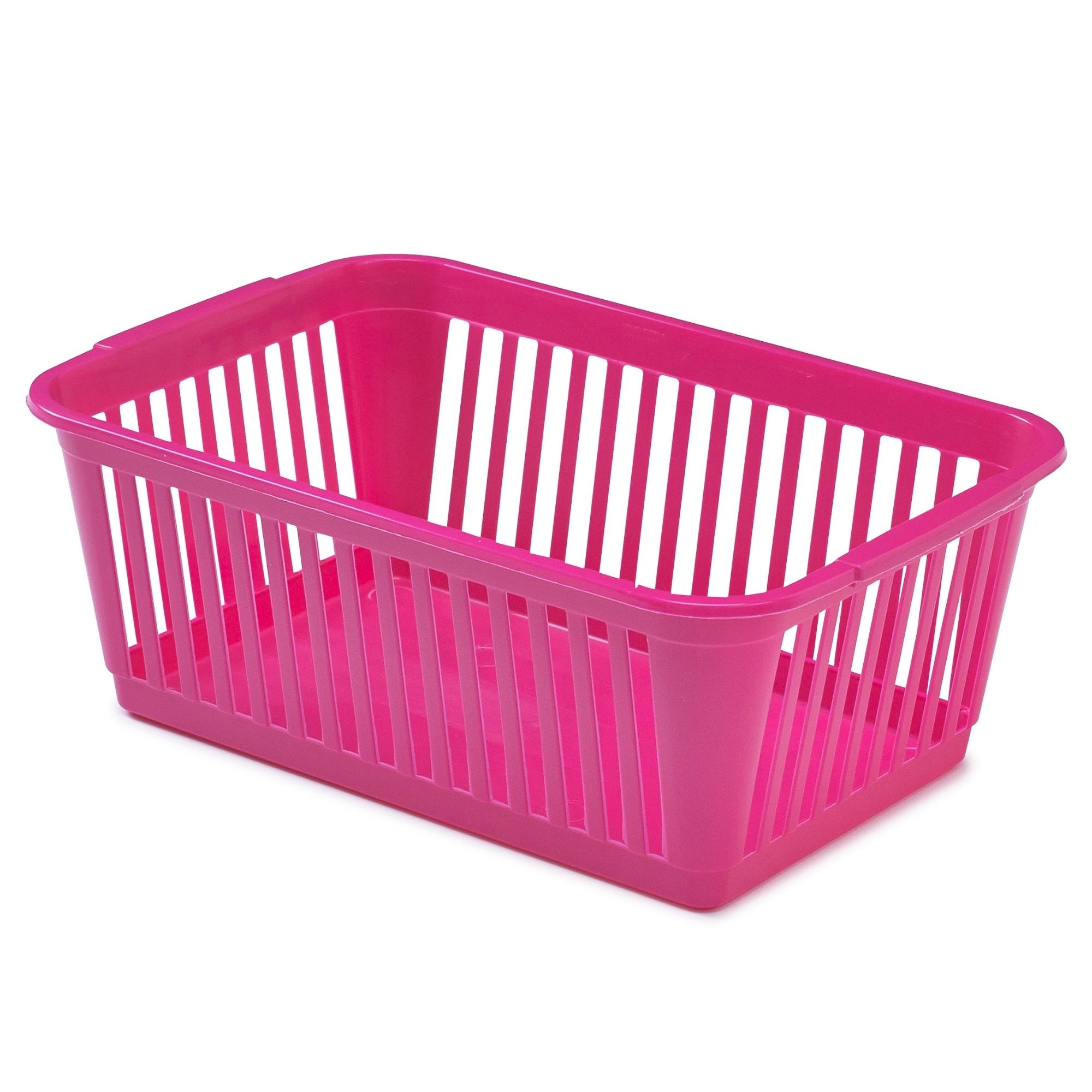 Bright Pink Plastic Baskets (Medium) - (l)300 x (w)190 x (d)110mm