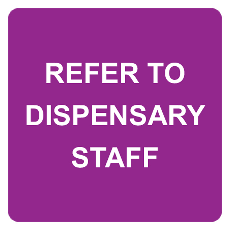 Status Refer to Dispensary Staff Labels - 36 x 36mm