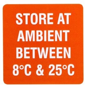 Status Store at Ambient between 8°C & 25°C Labels - 36 x 36mm