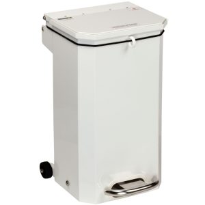 20 litre Metal Bin with White Lid - Fire Retardant