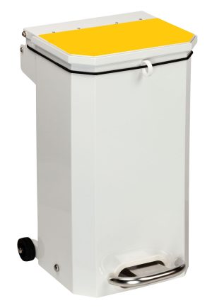 20 litre Metal Bin with Yellow Lid - Fire Retardant