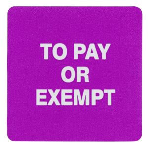 Status To Pay / Exempt Labels - 36 x 36mm