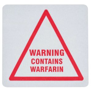 Status Warning Contains Warfarin Labels - 36 x 36mm
