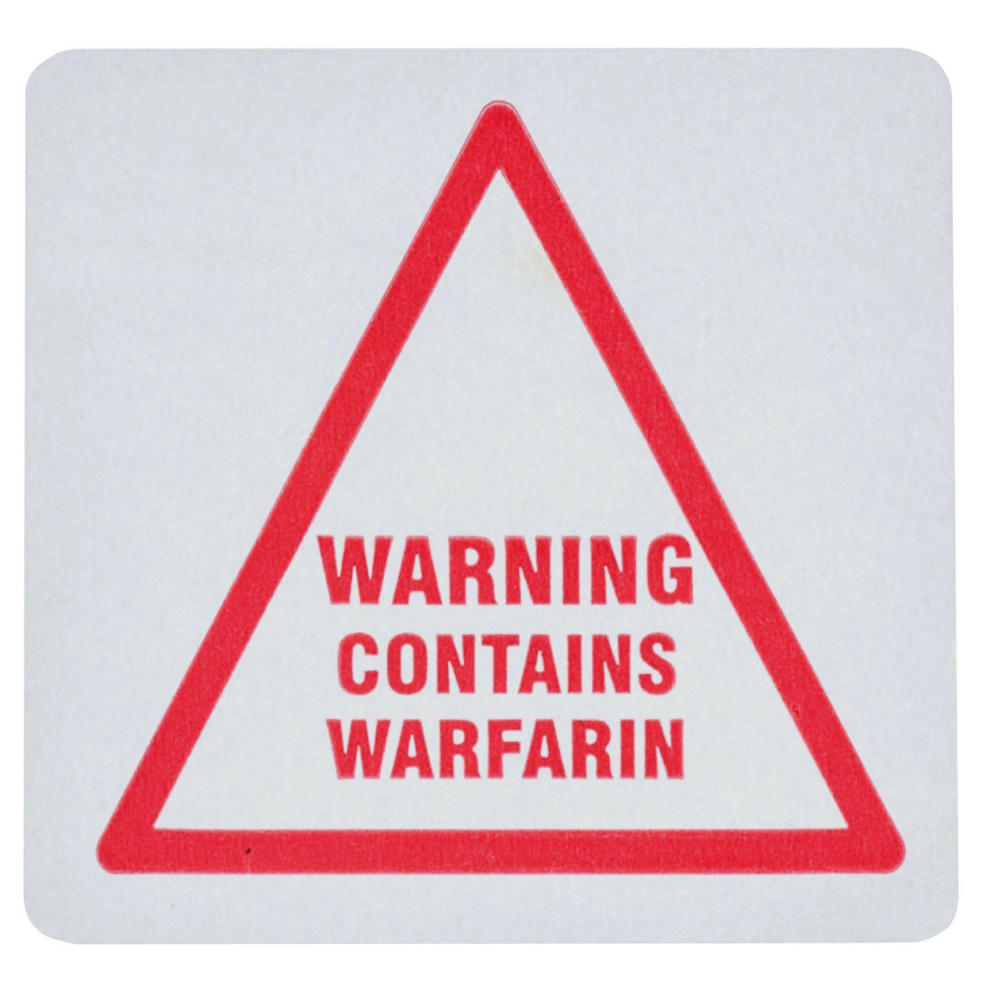Status Warning Contains Warfarin Labels - 36 x 36mm